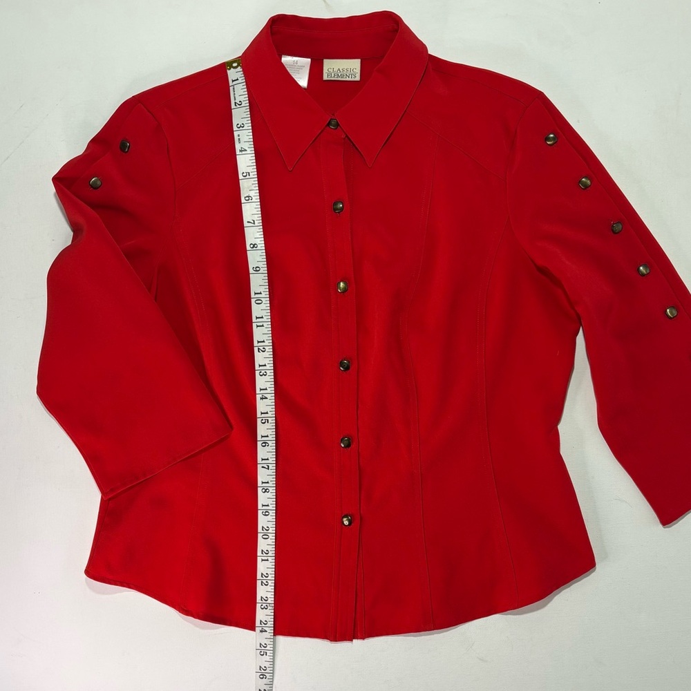 Classic Elements Women's Red Button Down Long Sle… - image 5